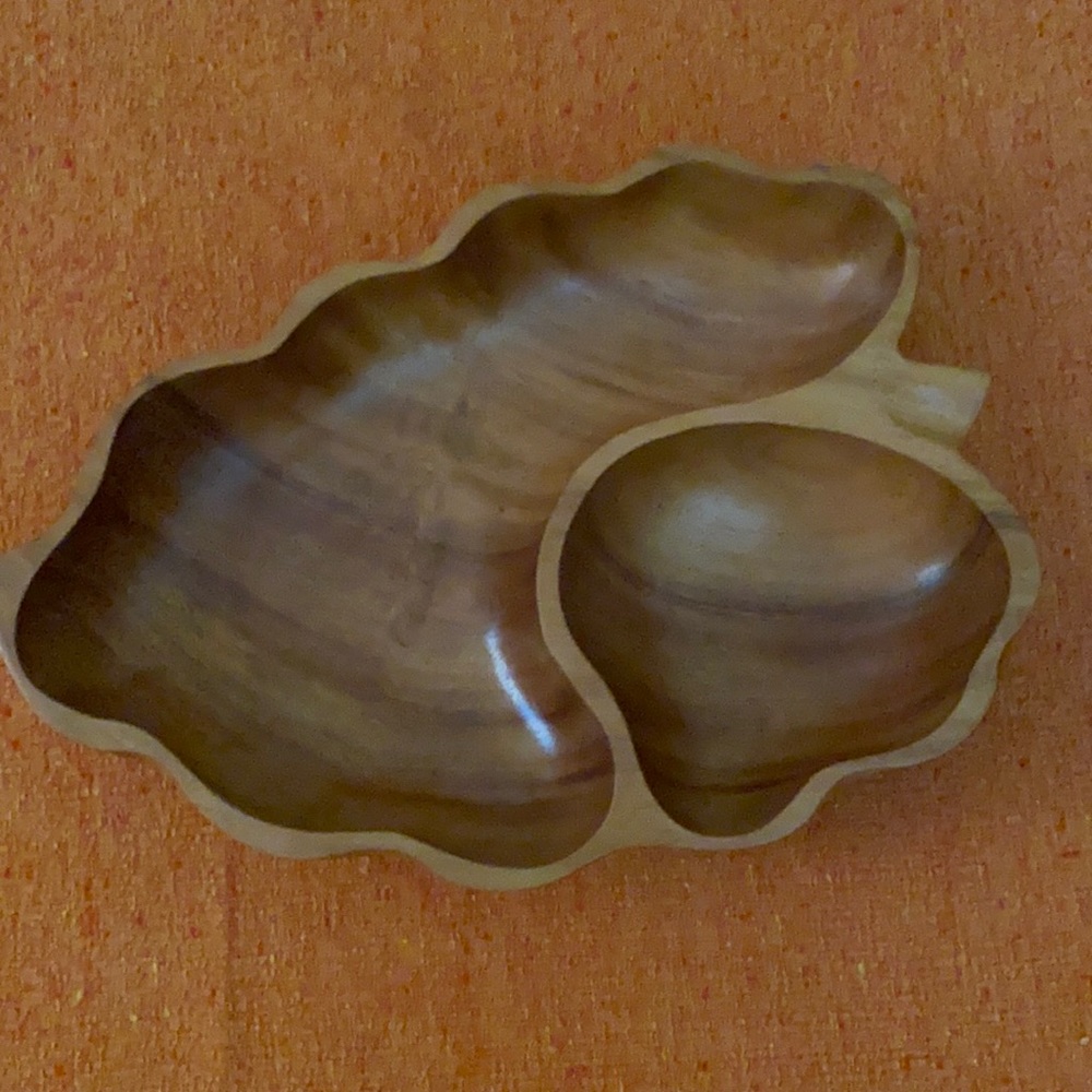 VINTAGE Monkey-Pod Divided Wood Serving Dish